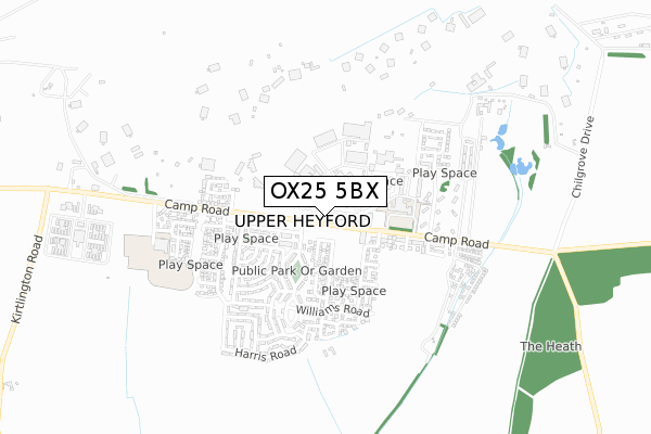 OX25 5BX map - small scale - OS Open Zoomstack (Ordnance Survey)