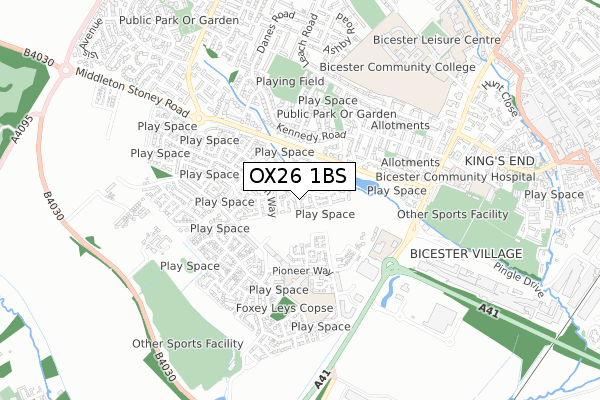 OX26 1BS map - small scale - OS Open Zoomstack (Ordnance Survey)