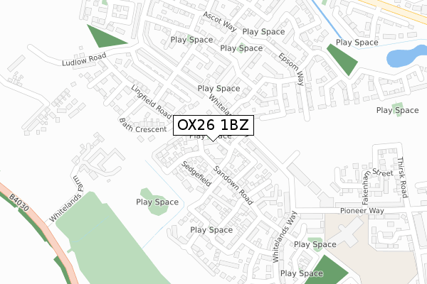 OX26 1BZ map - large scale - OS Open Zoomstack (Ordnance Survey)