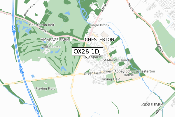 OX26 1DJ map - small scale - OS Open Zoomstack (Ordnance Survey)