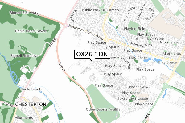 OX26 1DN map - small scale - OS Open Zoomstack (Ordnance Survey)