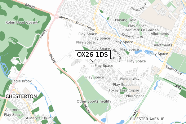 OX26 1DS map - small scale - OS Open Zoomstack (Ordnance Survey)