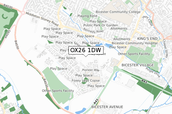 OX26 1DW map - small scale - OS Open Zoomstack (Ordnance Survey)