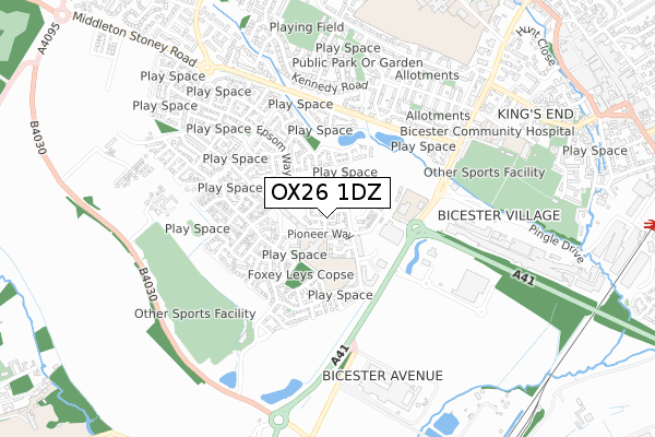 OX26 1DZ map - small scale - OS Open Zoomstack (Ordnance Survey)