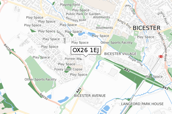 OX26 1EJ map - small scale - OS Open Zoomstack (Ordnance Survey)