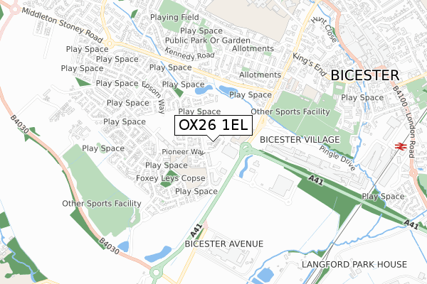 OX26 1EL map - small scale - OS Open Zoomstack (Ordnance Survey)