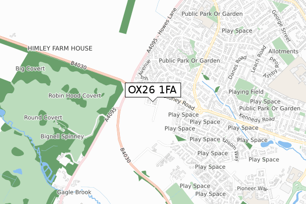 OX26 1FA map - small scale - OS Open Zoomstack (Ordnance Survey)