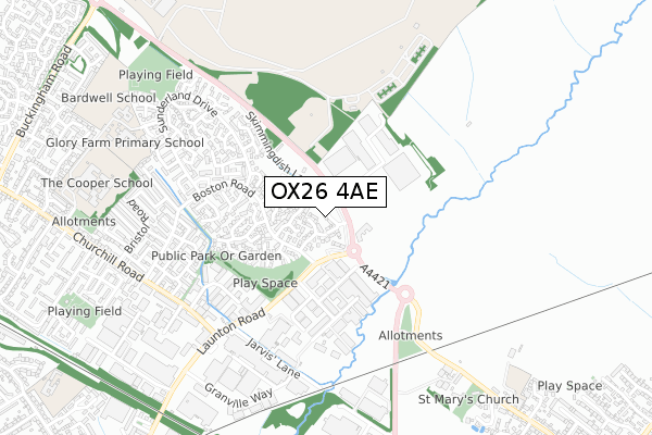 OX26 4AE map - small scale - OS Open Zoomstack (Ordnance Survey)