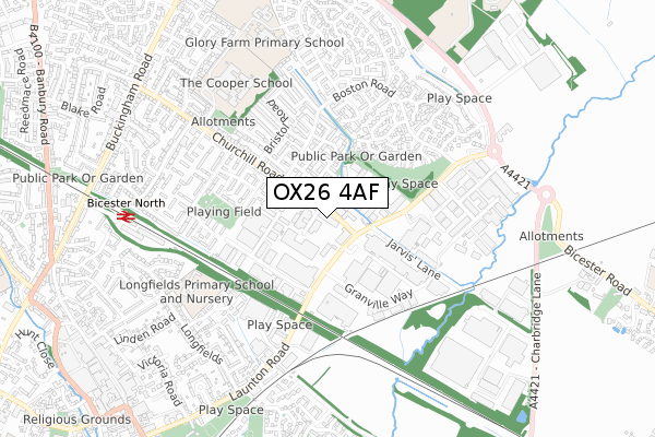 OX26 4AF map - small scale - OS Open Zoomstack (Ordnance Survey)