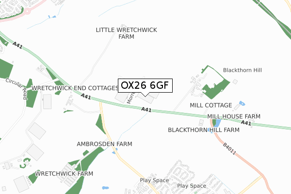 OX26 6GF map - small scale - OS Open Zoomstack (Ordnance Survey)