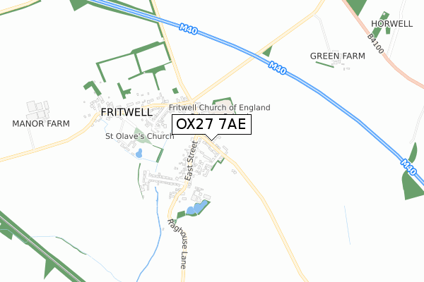 OX27 7AE map - small scale - OS Open Zoomstack (Ordnance Survey)