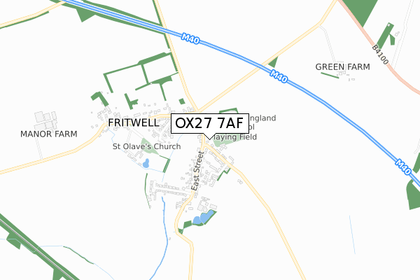 OX27 7AF map - small scale - OS Open Zoomstack (Ordnance Survey)