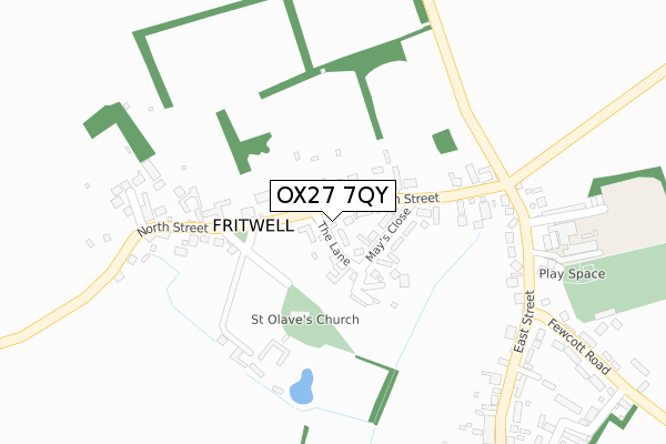 OX27 7QY map - large scale - OS Open Zoomstack (Ordnance Survey)