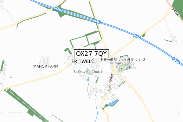 OX27 7QY map - small scale - OS Open Zoomstack (Ordnance Survey)