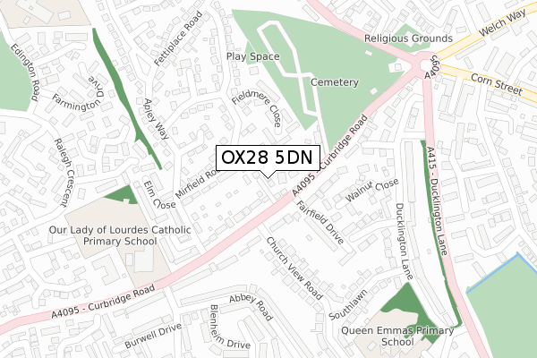 OX28 5DN map - large scale - OS Open Zoomstack (Ordnance Survey)