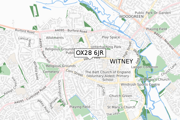 OX28 6JR map - small scale - OS Open Zoomstack (Ordnance Survey)