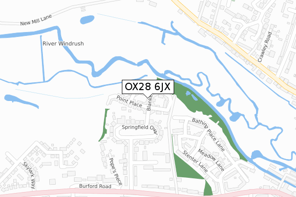 OX28 6JX map - large scale - OS Open Zoomstack (Ordnance Survey)