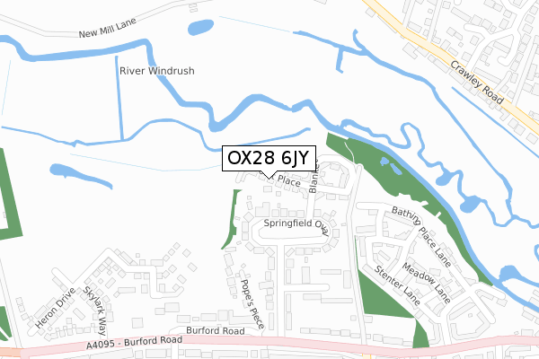 OX28 6JY map - large scale - OS Open Zoomstack (Ordnance Survey)