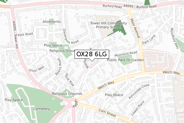 OX28 6LG map - large scale - OS Open Zoomstack (Ordnance Survey)