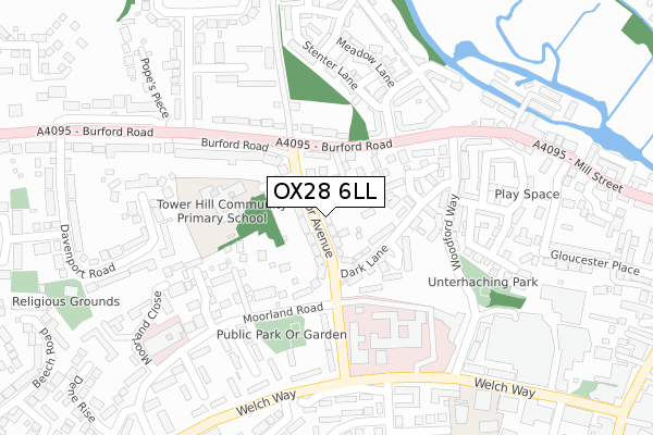 OX28 6LL map - large scale - OS Open Zoomstack (Ordnance Survey)