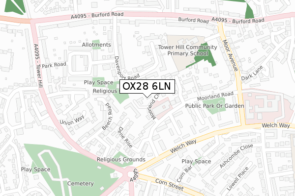 OX28 6LN map - large scale - OS Open Zoomstack (Ordnance Survey)