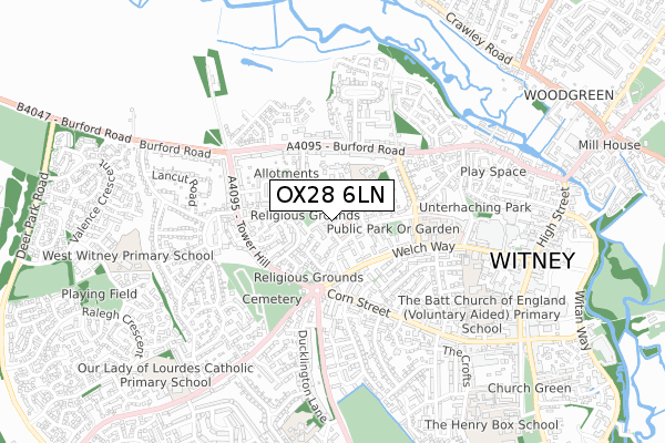 OX28 6LN map - small scale - OS Open Zoomstack (Ordnance Survey)