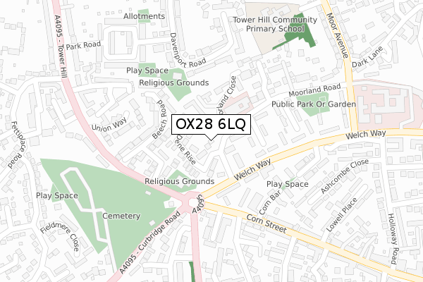 OX28 6LQ map - large scale - OS Open Zoomstack (Ordnance Survey)