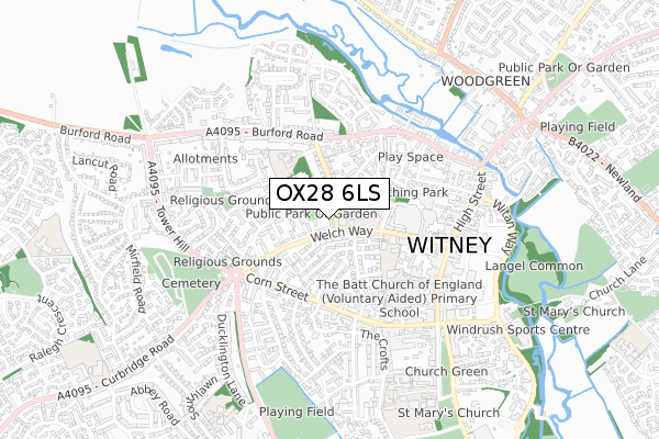 OX28 6LS map - small scale - OS Open Zoomstack (Ordnance Survey)