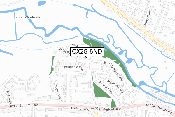 OX28 6ND map - large scale - OS Open Zoomstack (Ordnance Survey)