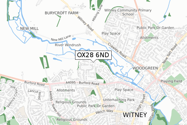 OX28 6ND map - small scale - OS Open Zoomstack (Ordnance Survey)