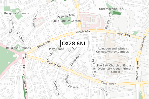 OX28 6NL map - large scale - OS Open Zoomstack (Ordnance Survey)