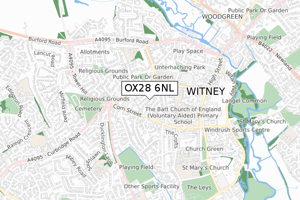 OX28 6NL map - small scale - OS Open Zoomstack (Ordnance Survey)