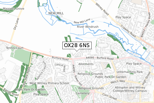 OX28 6NS map - small scale - OS Open Zoomstack (Ordnance Survey)