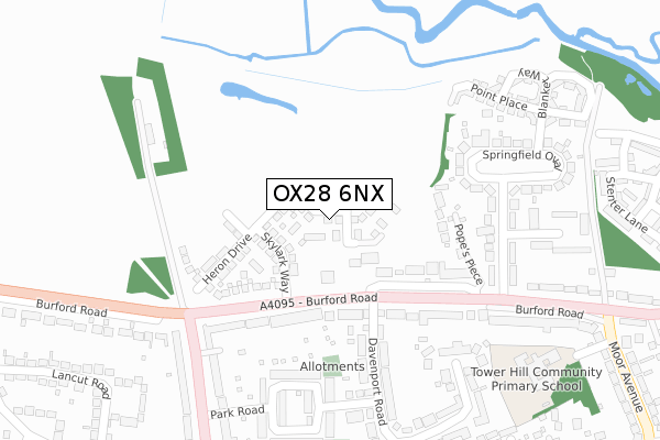 OX28 6NX map - large scale - OS Open Zoomstack (Ordnance Survey)