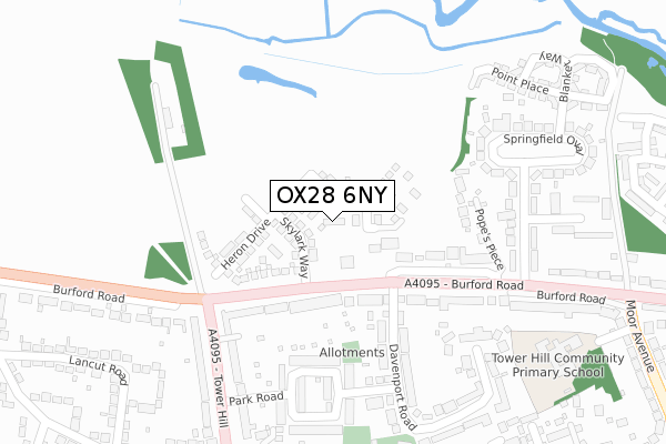 OX28 6NY map - large scale - OS Open Zoomstack (Ordnance Survey)