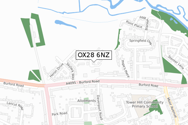 OX28 6NZ map - large scale - OS Open Zoomstack (Ordnance Survey)