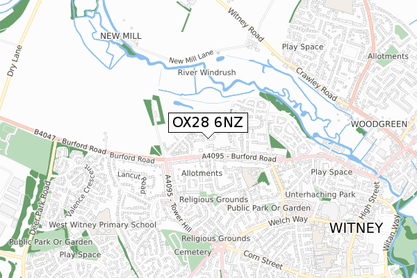 OX28 6NZ map - small scale - OS Open Zoomstack (Ordnance Survey)