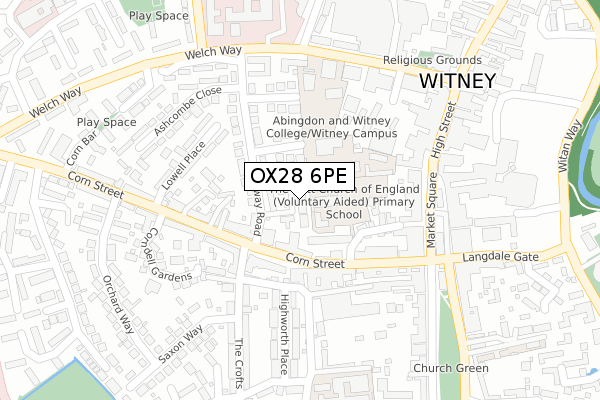 OX28 6PE map - large scale - OS Open Zoomstack (Ordnance Survey)