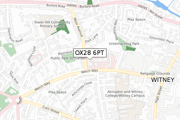 OX28 6PT map - large scale - OS Open Zoomstack (Ordnance Survey)