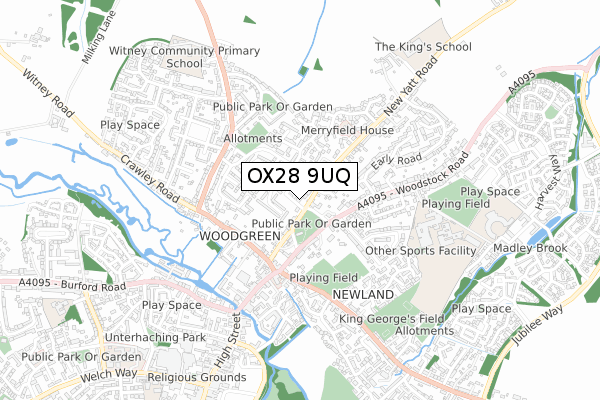 OX28 9UQ map - small scale - OS Open Zoomstack (Ordnance Survey)