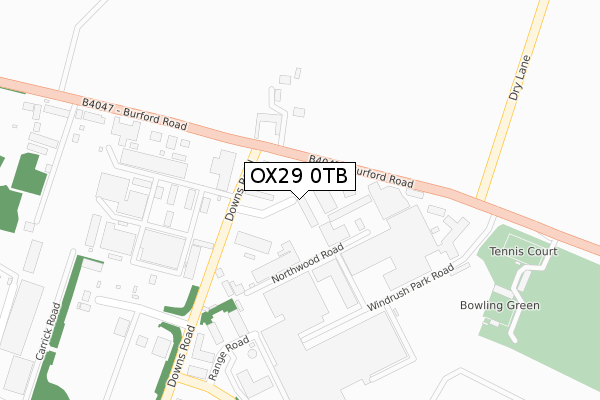 OX29 0TB map - large scale - OS Open Zoomstack (Ordnance Survey)