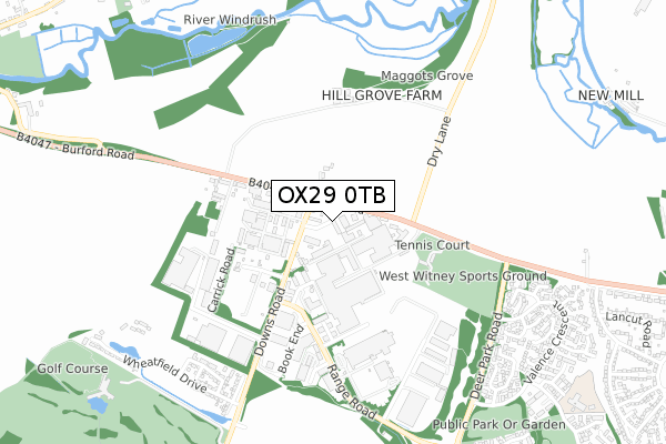 OX29 0TB map - small scale - OS Open Zoomstack (Ordnance Survey)