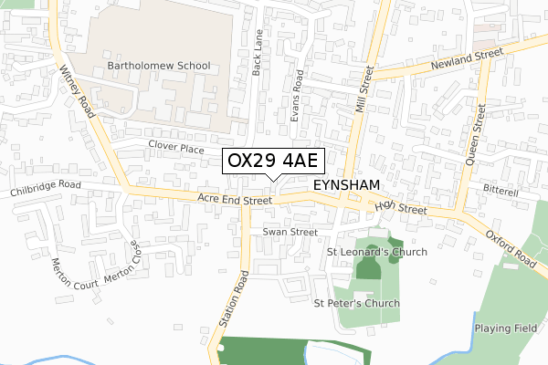 OX29 4AE map - large scale - OS Open Zoomstack (Ordnance Survey)