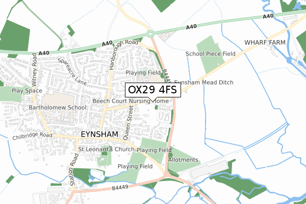 OX29 4FS map - small scale - OS Open Zoomstack (Ordnance Survey)