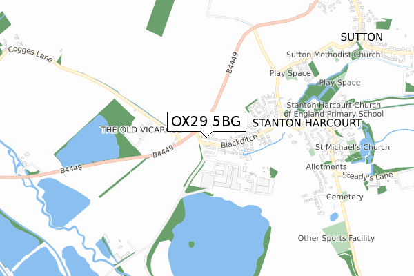 OX29 5BG map - small scale - OS Open Zoomstack (Ordnance Survey)