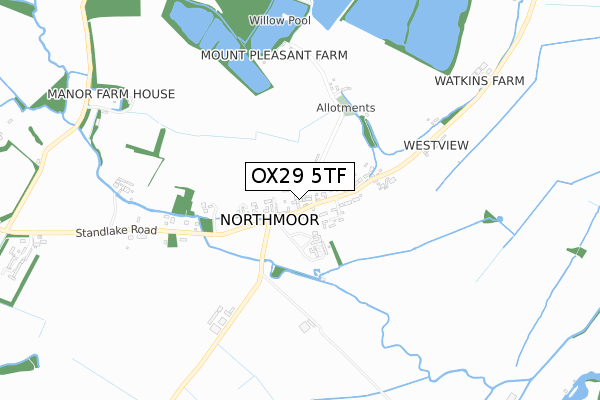 OX29 5TF map - small scale - OS Open Zoomstack (Ordnance Survey)