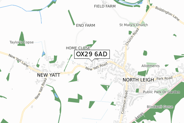 OX29 6AD map - small scale - OS Open Zoomstack (Ordnance Survey)