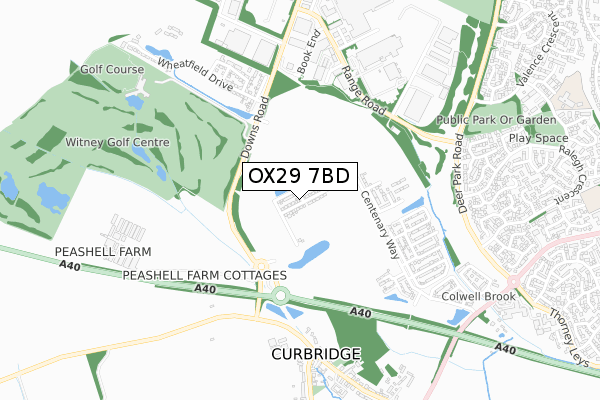 OX29 7BD map - small scale - OS Open Zoomstack (Ordnance Survey)