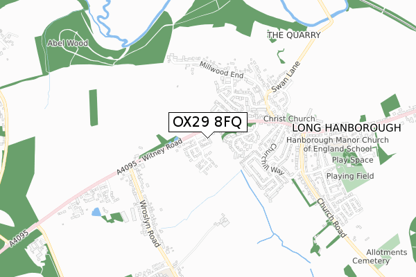 OX29 8FQ map - small scale - OS Open Zoomstack (Ordnance Survey)