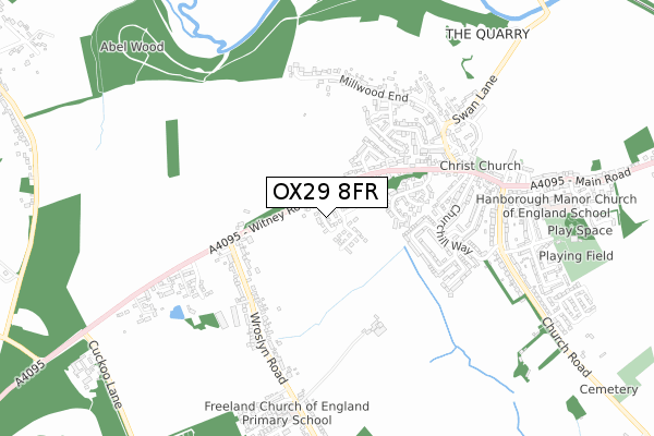 OX29 8FR map - small scale - OS Open Zoomstack (Ordnance Survey)